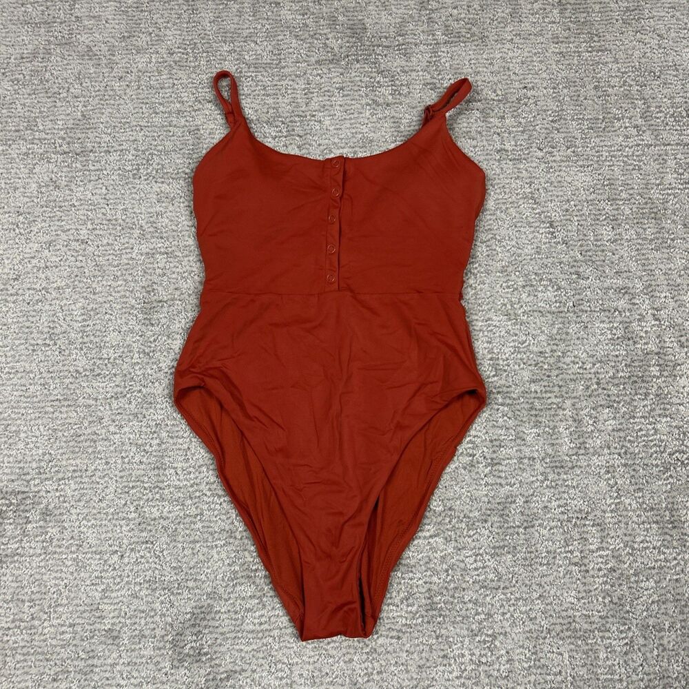 Andie Swim One Piece Swimsuit Womens Small  Reddish Orange Bathing Snaps Padded